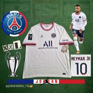 Jordan X PSG Neymar Jr #10 2021/2022 Fourth 4th Soccer Jersey New XXL Ligue 1